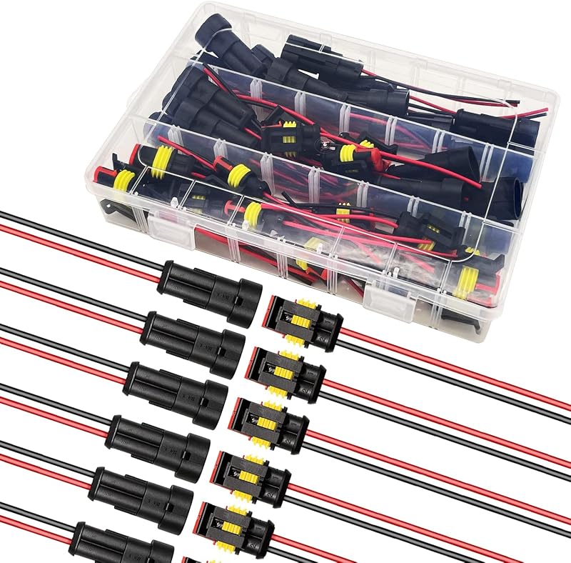 Conectores elétricos automotivos impermeáveis Twippo 2 pinos com fio 20 AWG – Kit com 20 conjuntos