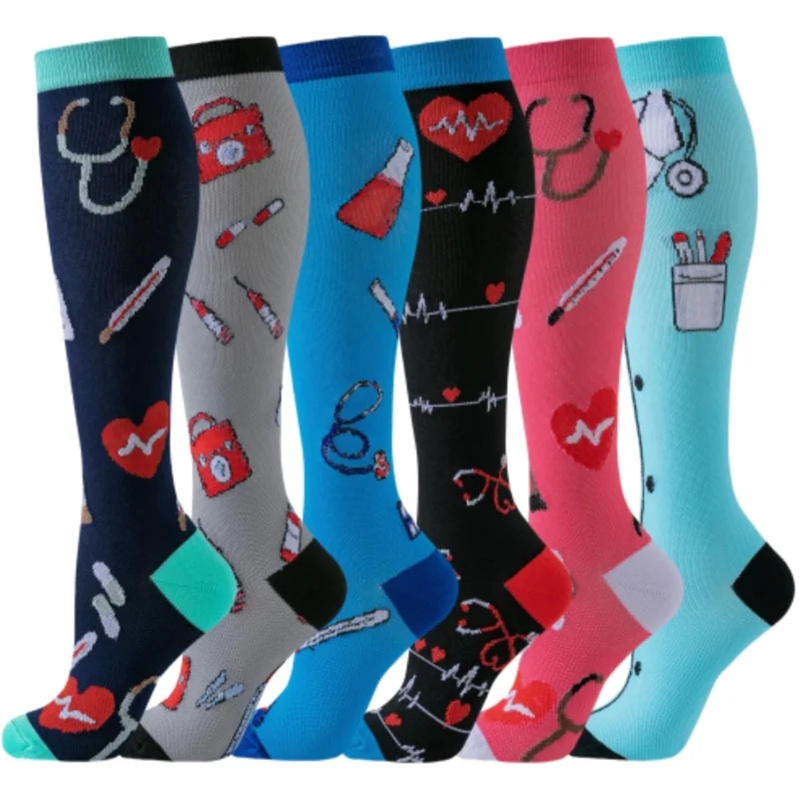 Calze Compressione Calzini A Compressione For Leggings Da Corsa, Da Calcio, Unisex, For Adulti, Edition Network, Calzini Da Infermiere Rossi A Pressione, Da Uomo(AY006-11,S-M)