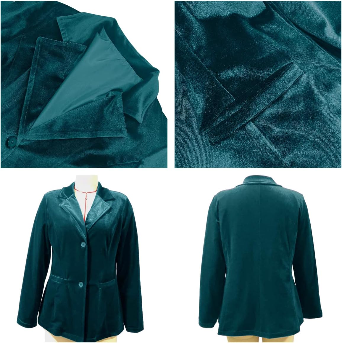 SEMATOMALA Women's Solid Long Sleeve Velvet Blazer Jacket Suit Open Front Cardigan Coat with Pockets Outerwear - Image 5