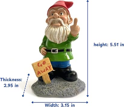 Go Away Gnome with Middle Finger, Gnome Flipping The Middle Finger, Garden Gnomes Decoration, Funny Gnomes Inappropriate, Christmas Lawn Ornaments, Outdoor Statues Decorations (Go Away, S)