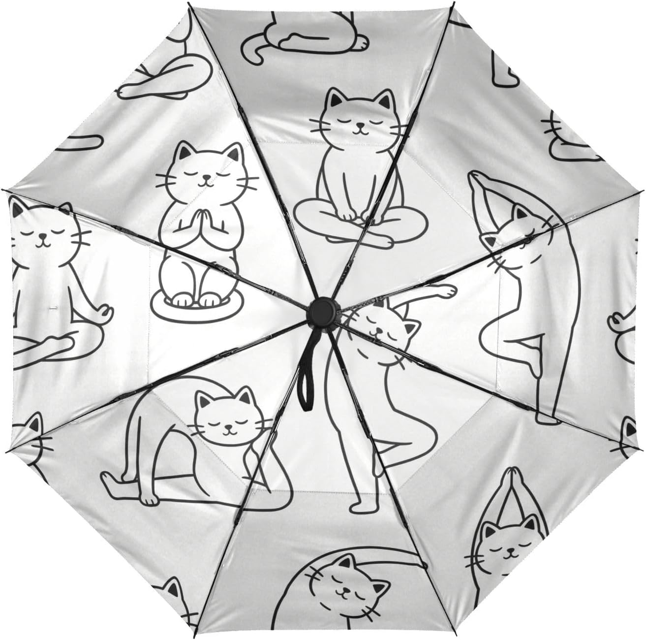 Sunproof Travel Umbrella Sturdy Folding Cartoon Doodle Cat White Sun Protection Umbrellas for UV Sun Protection Rain Automatic Open/Close para lluvia y viento
