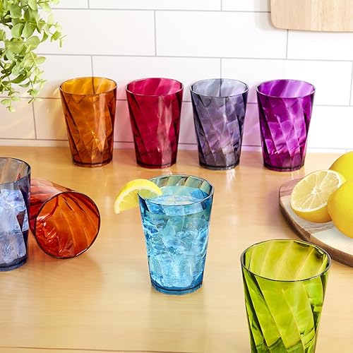 Miniatura 2 de US Acrylic Optix - Vasos de plástico reutilizables (juego de 8) vasos de jugo de 10 onzas en colores de joya, vasos sin BPA, fabricados en Estados