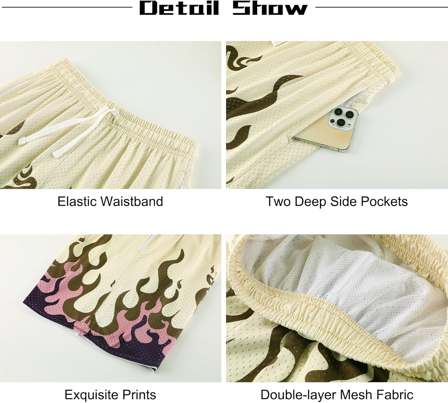 BOOMLEMON Men's Basketball Shorts Casual Workout Athletic Shorts Mesh Graphic Print Running Short Pants - Image 7