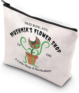 Horror Movie Lover Gift NYC Mushnik’s Shop EST 1986 Scary Movies Inspired Zipper Pouch Makeup Bag (Flower shop)