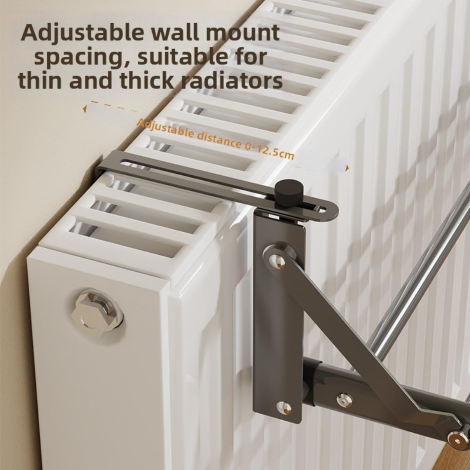 Stendibiancheria per termosifoni da bar, multi-barra, per radiatori, davanzali e ringhiere, stendibiancheria pieghevole per uso interno (50-95 cm, grigio)