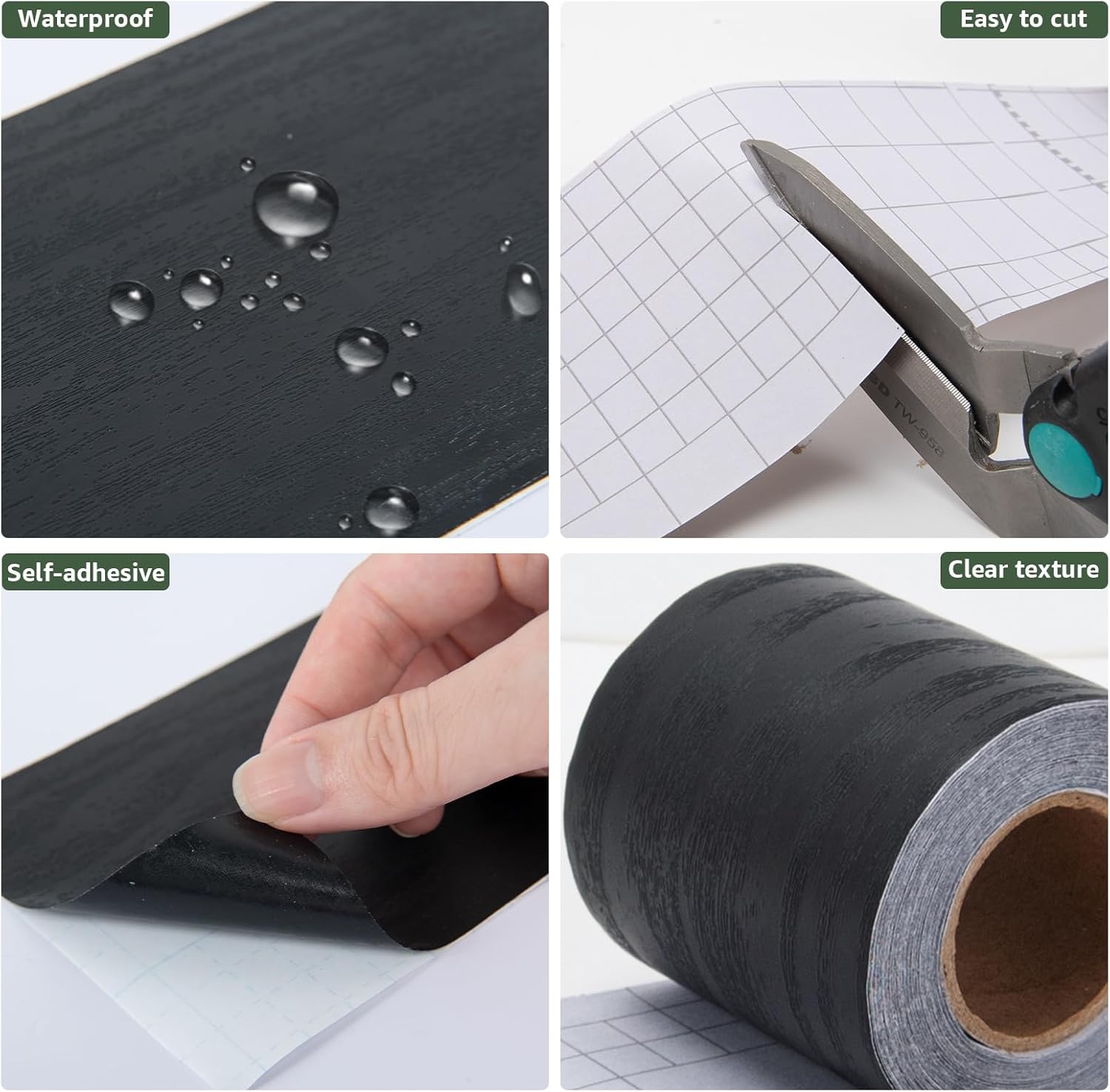 LONGKING 32ft x 4.2in Black Mirror Tape Border, Peel and Stick Mirror Border for Bathroom, Waterproof PVC Wallpaper, 393x4.2 in