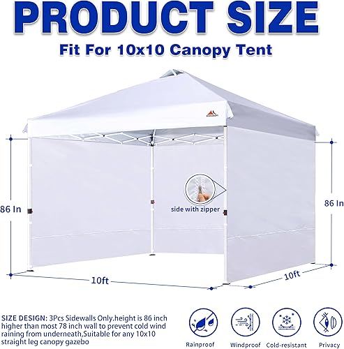 Miniatura 2 de SCOCANOPY SunWall - Marco de toldo desplegable de 10 x 10 pulgadas, paquete de 3 solo paredes laterales (10 x 10 pulgadas, negro)