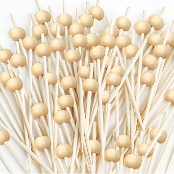 Wooden Cocktail Picks with Beads,200 Pcs 4.7 Inch Natural Bamboo Appetizer Skewers for Charcuterie, Fruit Kabobs, Party Food