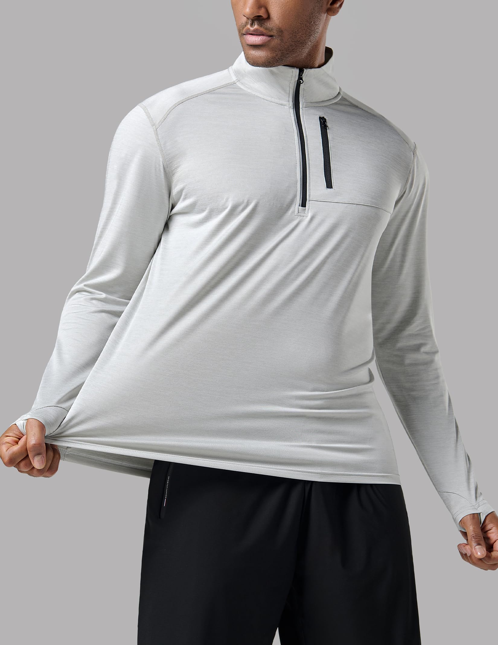 Liberty Imports 3-pak męska bluza z zamkiem błyskawicznym lekka kurtka sportowa z długim rękawem wydajność trening bieganie koszule