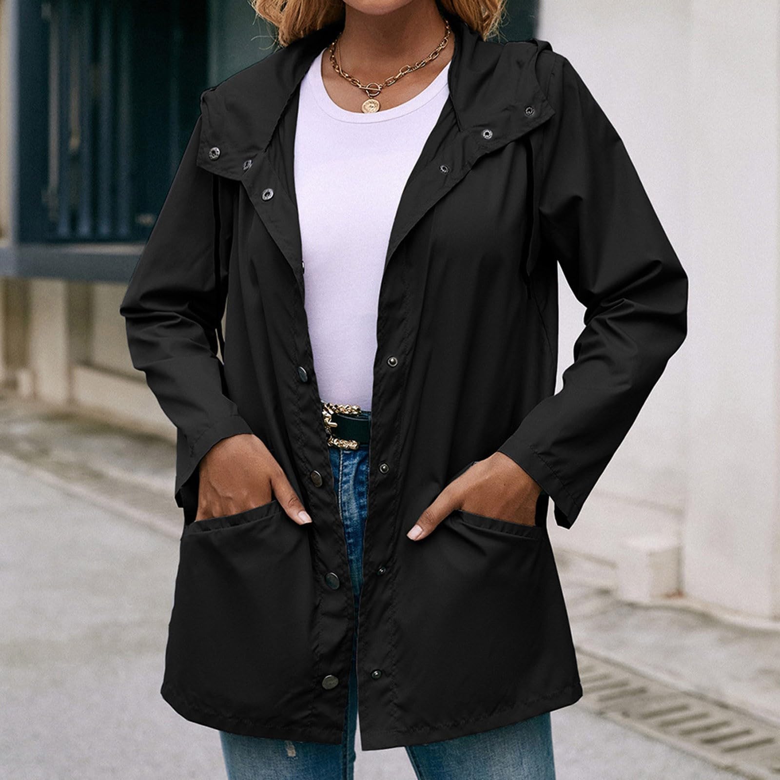 Generisch Montañismo Al Aire Libre Ropa Deportiva Con Capucha Senderismo Impermeable Chaqueta Cortavientos Media Abrigo
