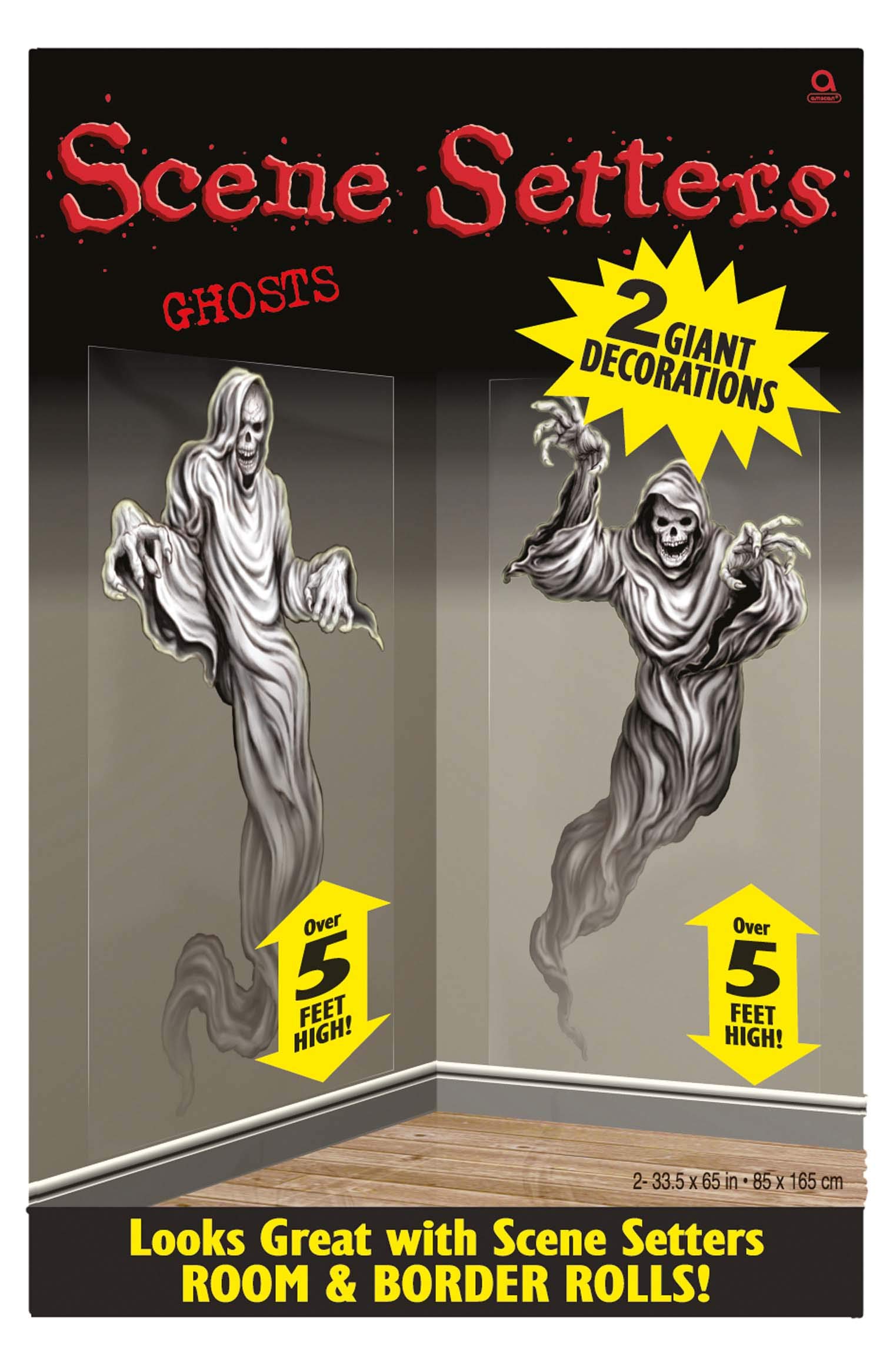 Amscan Halloween-Wanddekoration 'Friendly Family' – 33-teilig, 165x85 Cm, Bunt, Für Mottoparty & Deko