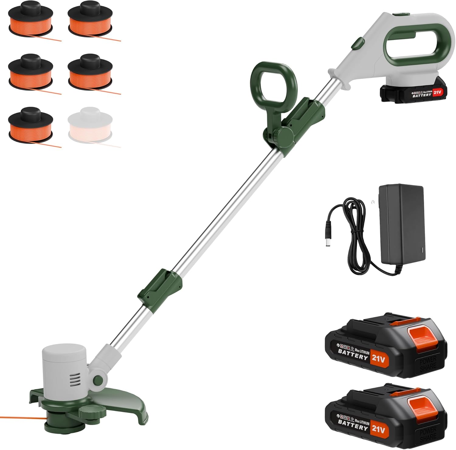 20V Cordless StringTrimmer with Auxiliary Handle - 12" Lawn & Weed Trimmer with 2x2.0Ah Battery & Auto Line Feed for Yard, Garden