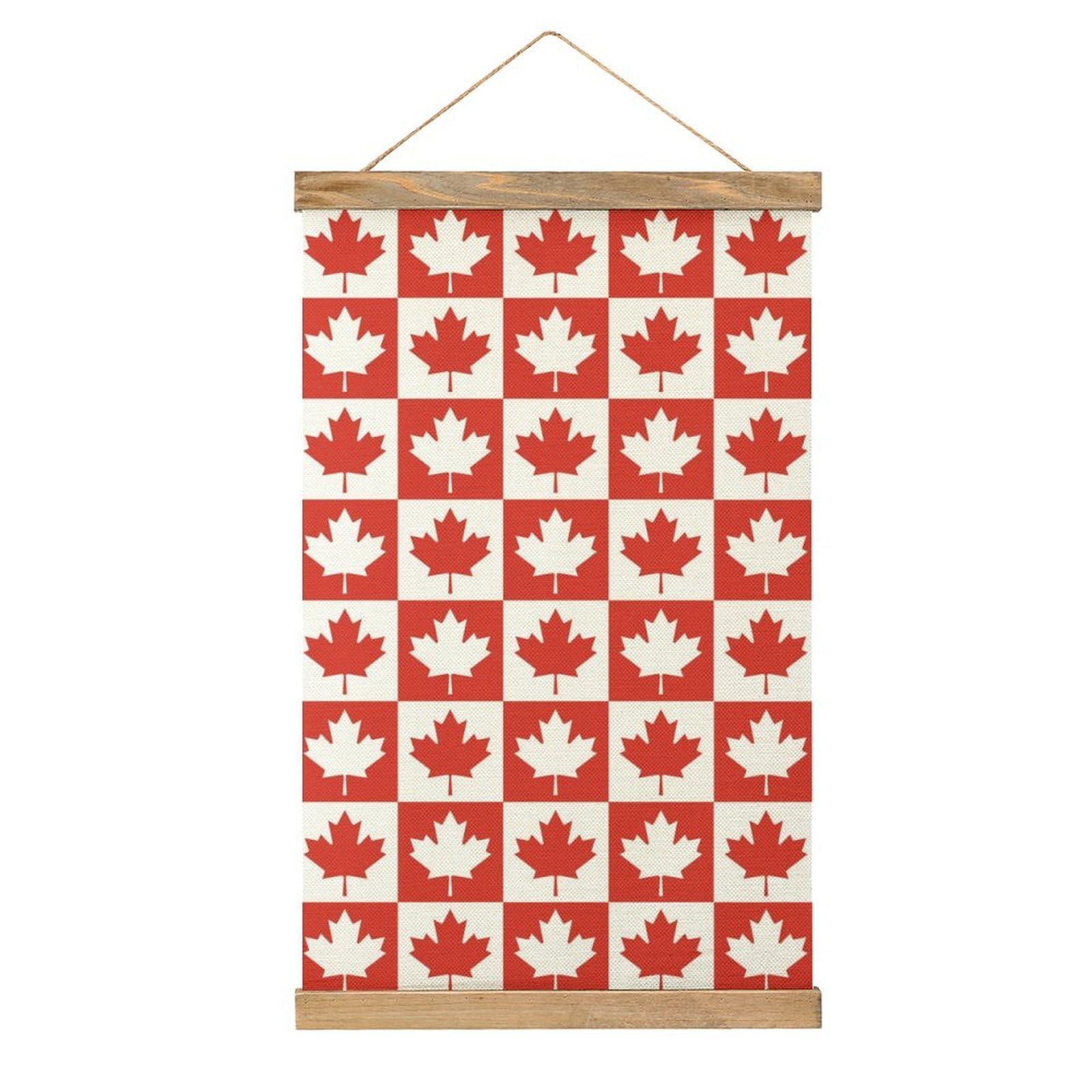 CGSBNGHA Maple Leaf Canada CA Flag Wall Art Prints Linen Hanging Painting Scroll Paintings Pictures Decor for Home