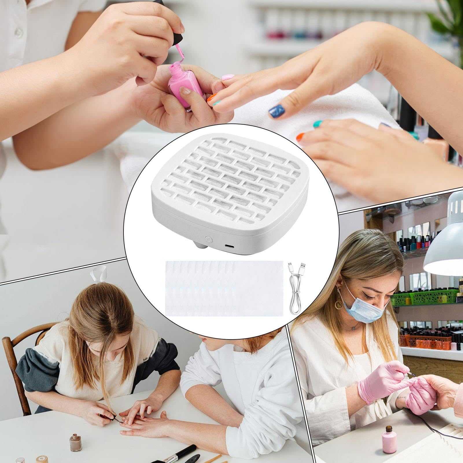 USB Rechargeable Nail Dust Collector - Powerful Dust Suction Machine, Portable USB Rechargeable Dusting Machine For Pedicure, Nail Dusts Collector For Manicure, Women, Girls, Travel, Home, Outdoor