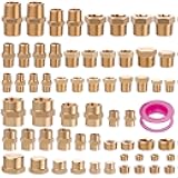 Ailbiuko 60pcs Brass Pipe Fittings Assortment Kit,Reducer Bushing,Hex Nipple,Reducing Hex Coupling,Hex Heand Plug,End Cap and Socket Plug Fitting Kit