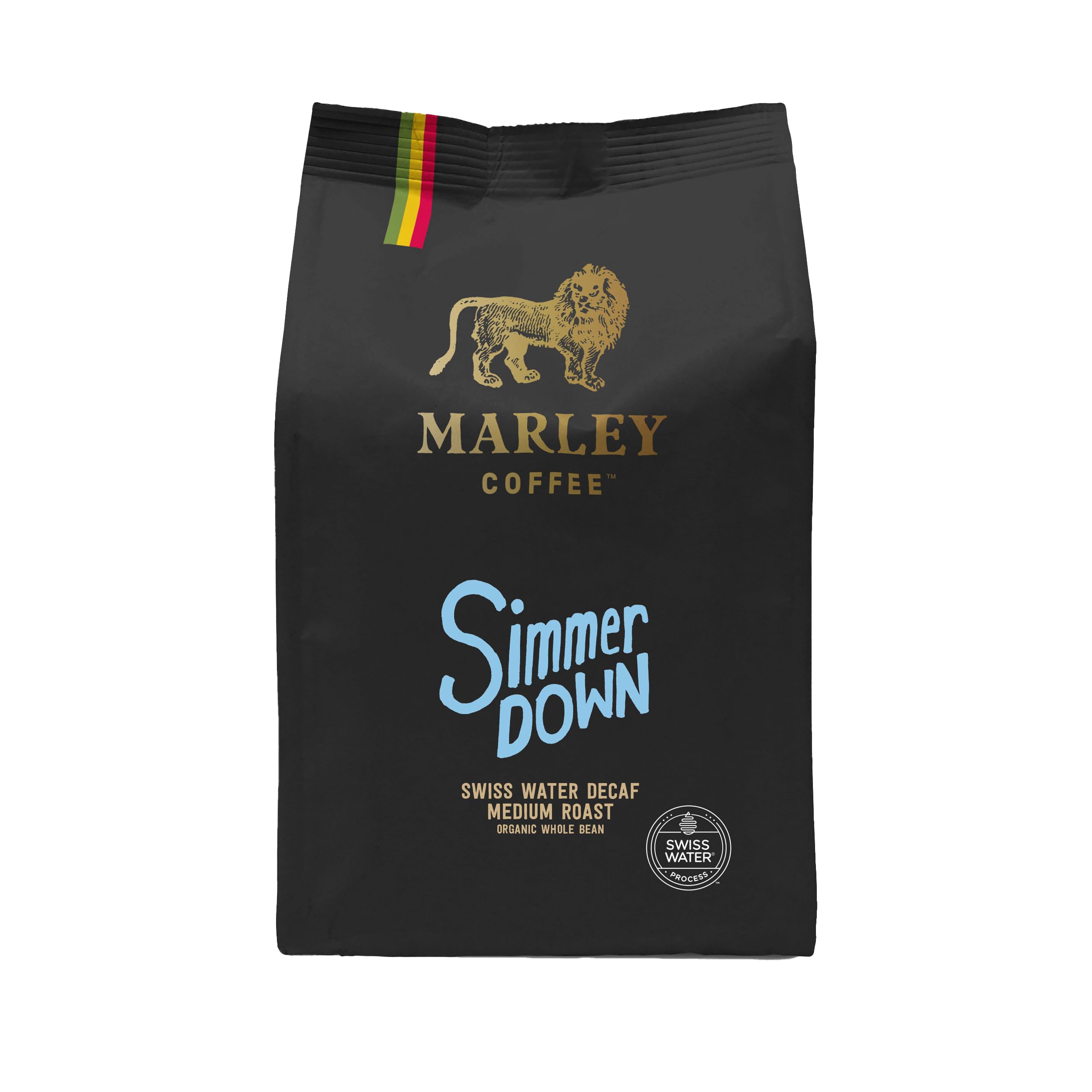 Swiss Water Decaf Medium Roast Organic Decaffeinated Coffee Beans 227g - Simmer Down Blend - Marley Coffee - From The Marley Family - For All Coffee Machines - Strength 3