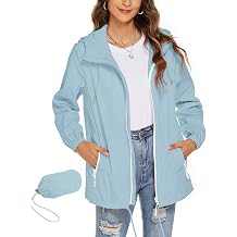 Avoogue Womens Waterproof Raincoat Breathable Lightweight Rain Jacket Hooded Rain Coat Outdoor Active Windbreaker with Pocket