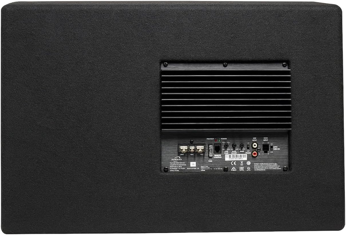 JBL BassPro 12 Active Subwoofer Set - Bass reflex woofer JBL box large 30 cm, 450 Watt amplifier Car sound system and Car hifi Bass box housing, Black