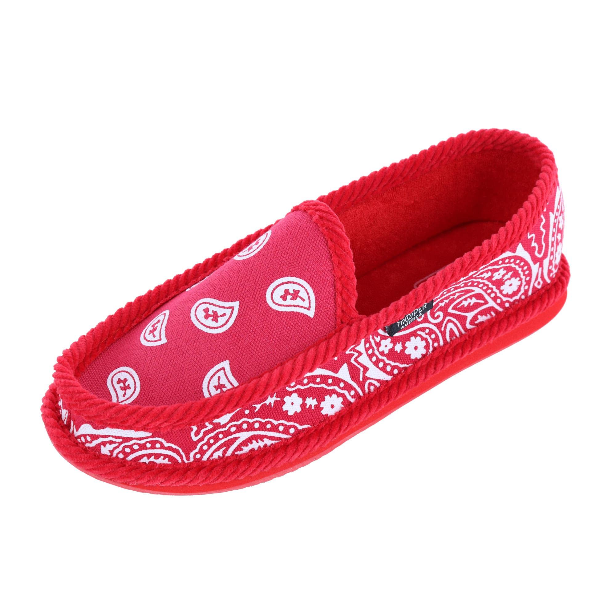 Trooper America Mens Bandana Print Slip On House Shoe Slipper