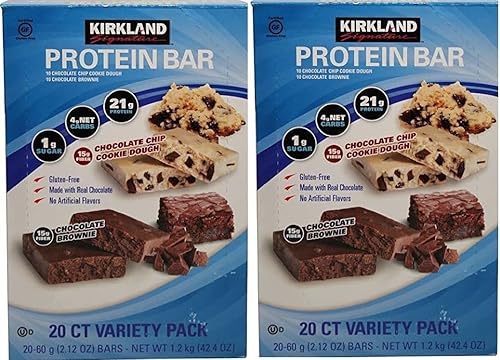 Kirkland Paquete variado energético de barritas de proteína Signature JmruuC, paquete de 2 (20 unidades)