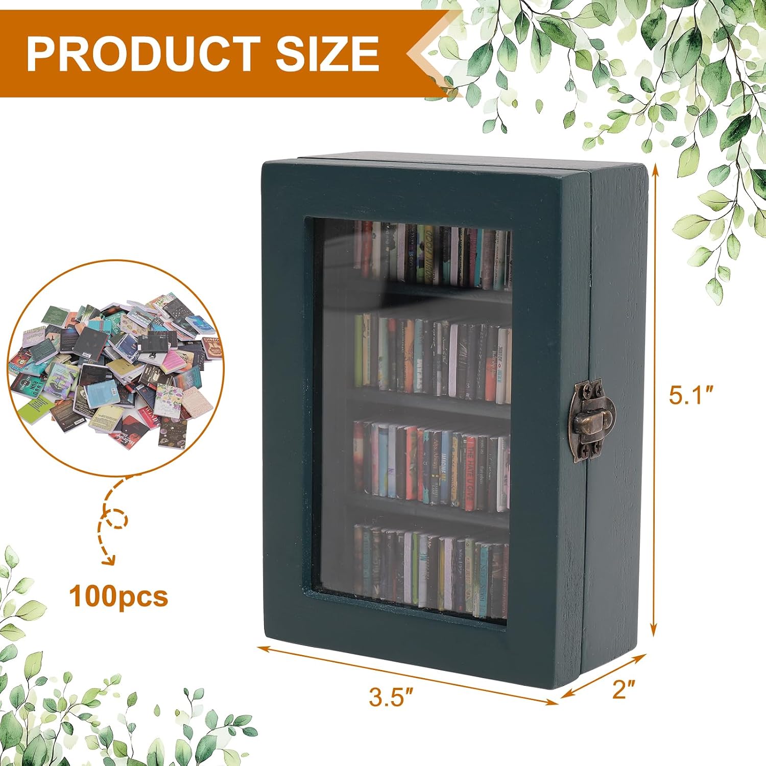 Anxiety Mini Bookshelf Ornament with 100pcs Mini Books | Miniature Bookshelf Decor |Shake Away Your Anxiety Book Library | Book Shelf for Doll House Home Office Decor (Blue) image 3