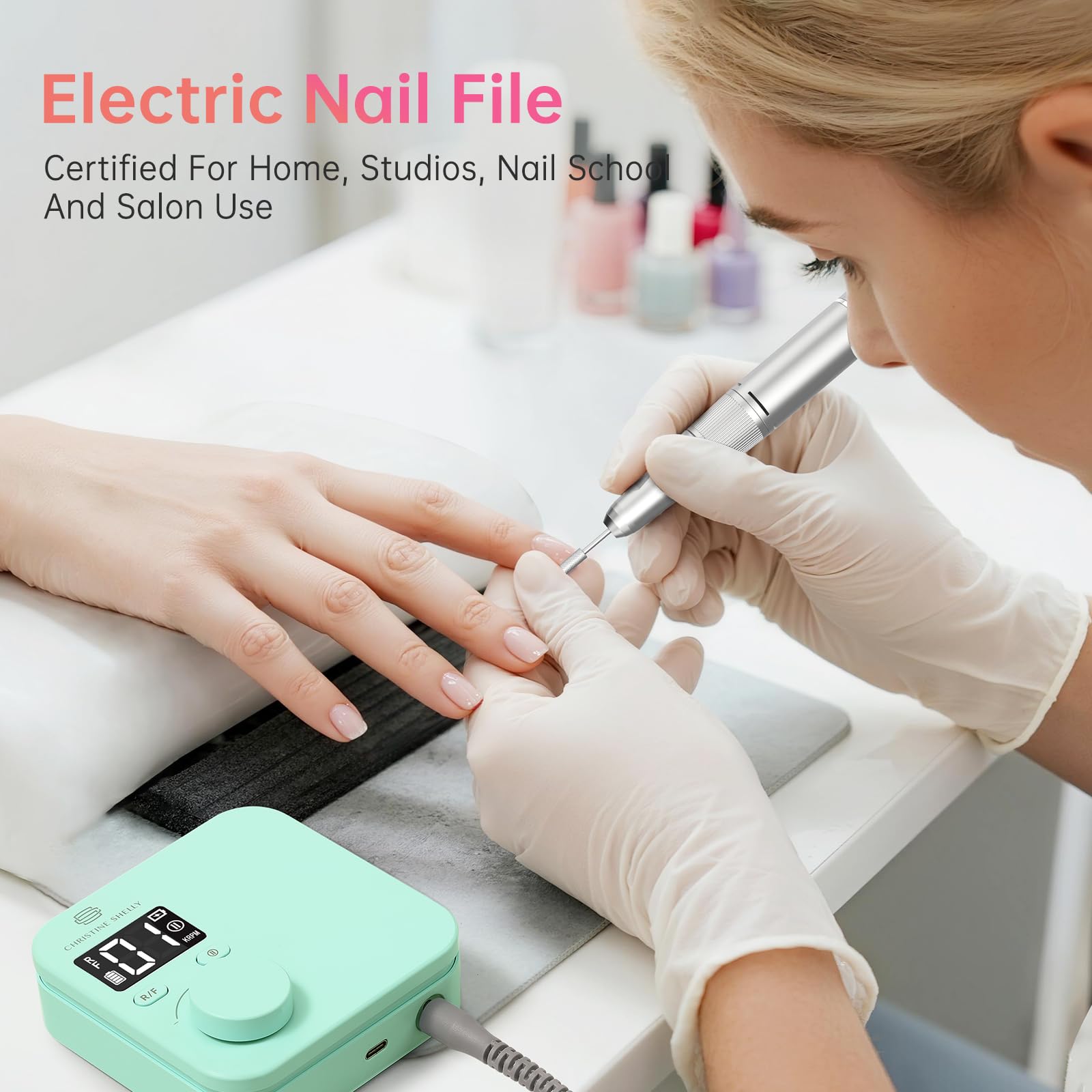 Lima elettrica per unghie, 35000 giri/min, super silenziosa, ricaricabile, set di smalti per manicure e pedicure, professionale per manicure e pedicure, set di smalti per unghie in