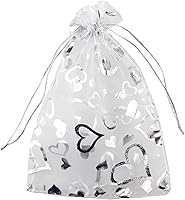 Vista 13 de 5 x 7 pulgadas 100 piezas corazón flor organza joyería bolsa de regalo bolsa de caramelo bolsa cordón boda favor bolsas P835 (corazón turquesa)