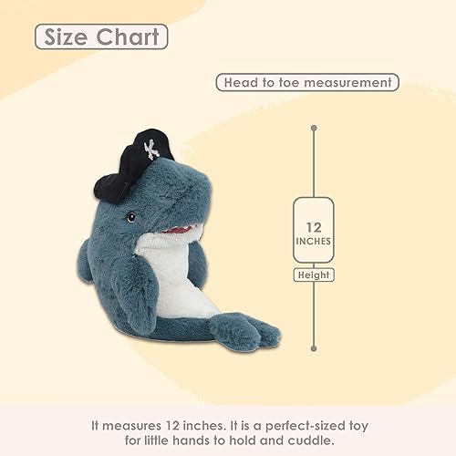 Miniatura 2 de MON AMI Captain O'Fish - Juguete de peluche de tiburón pirata, 12 pulgadas, hecho a mano, juguete de peluche de alta calidad, regalo suave para