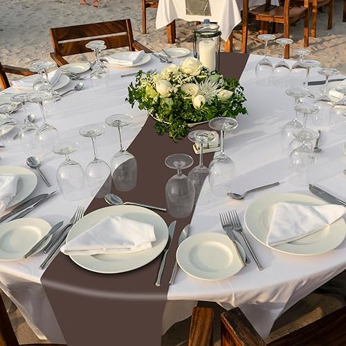 Miniatura 7 de Camino de mesa de plástico desechable de alta calidad de 14 x 108 pulgadas, para boda, cena, cumpleaños, banquete, Halloween, decoración de fiesta