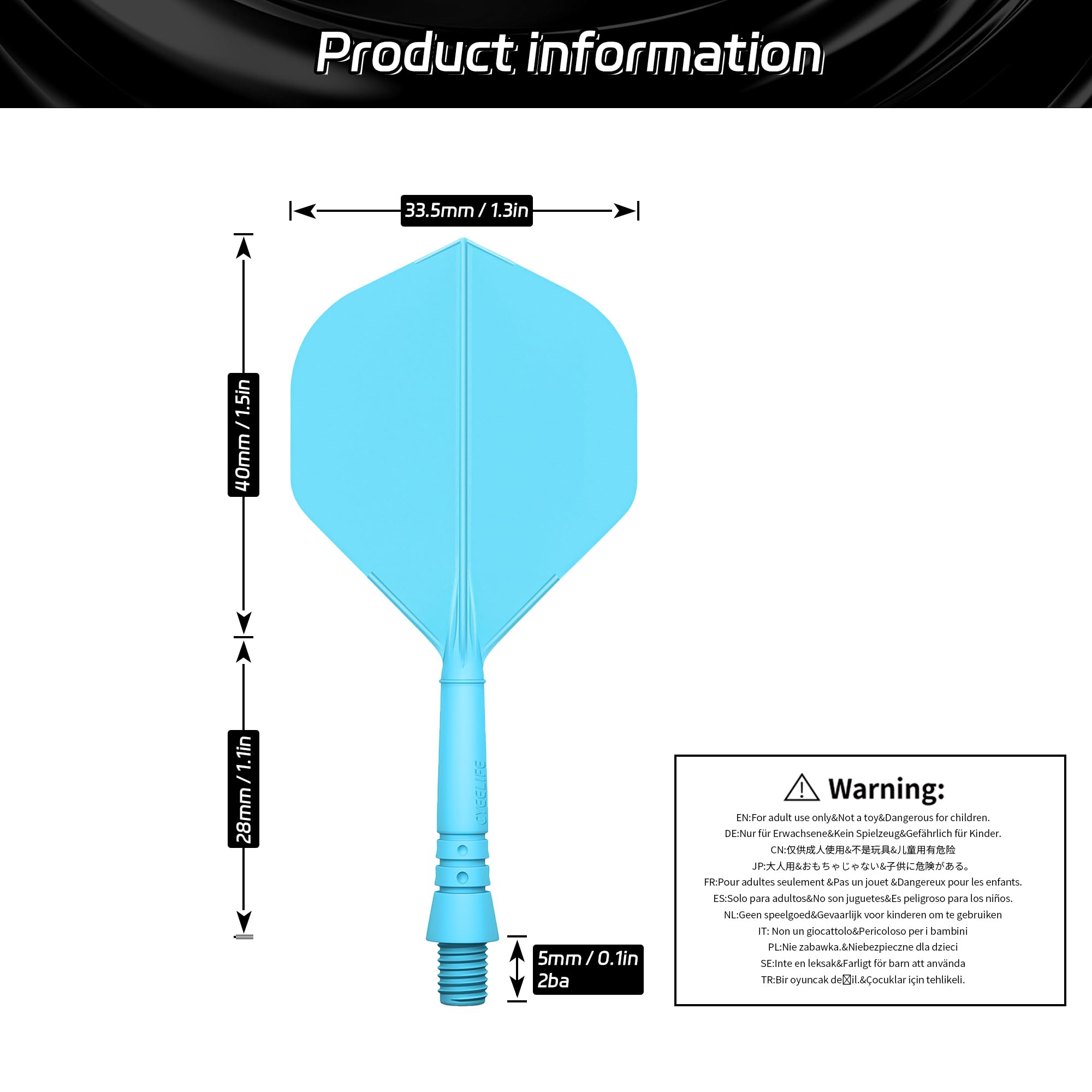 CyeeLife Plumas de Dardos integradas y cañas para Dardos, Precision Moulded 2 en 1 y cañas de Dardos, vástago de Dardos, Accesorios Profesionales para Dardos, Paquete de 9