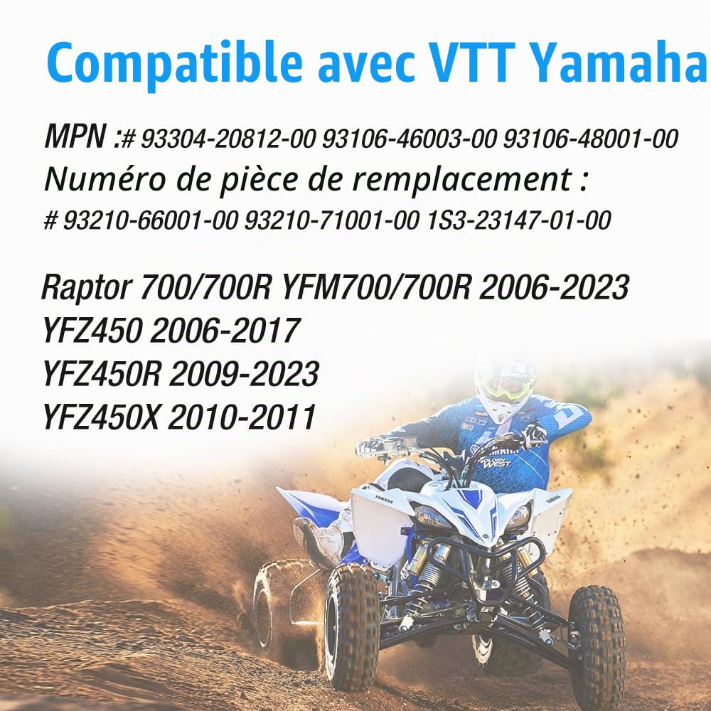Roulements et Joints d'axe de Roue arrière pour Yama-ha Raptor 700 700R YFZ450 YFZ450R YFZ450X 2006-2023