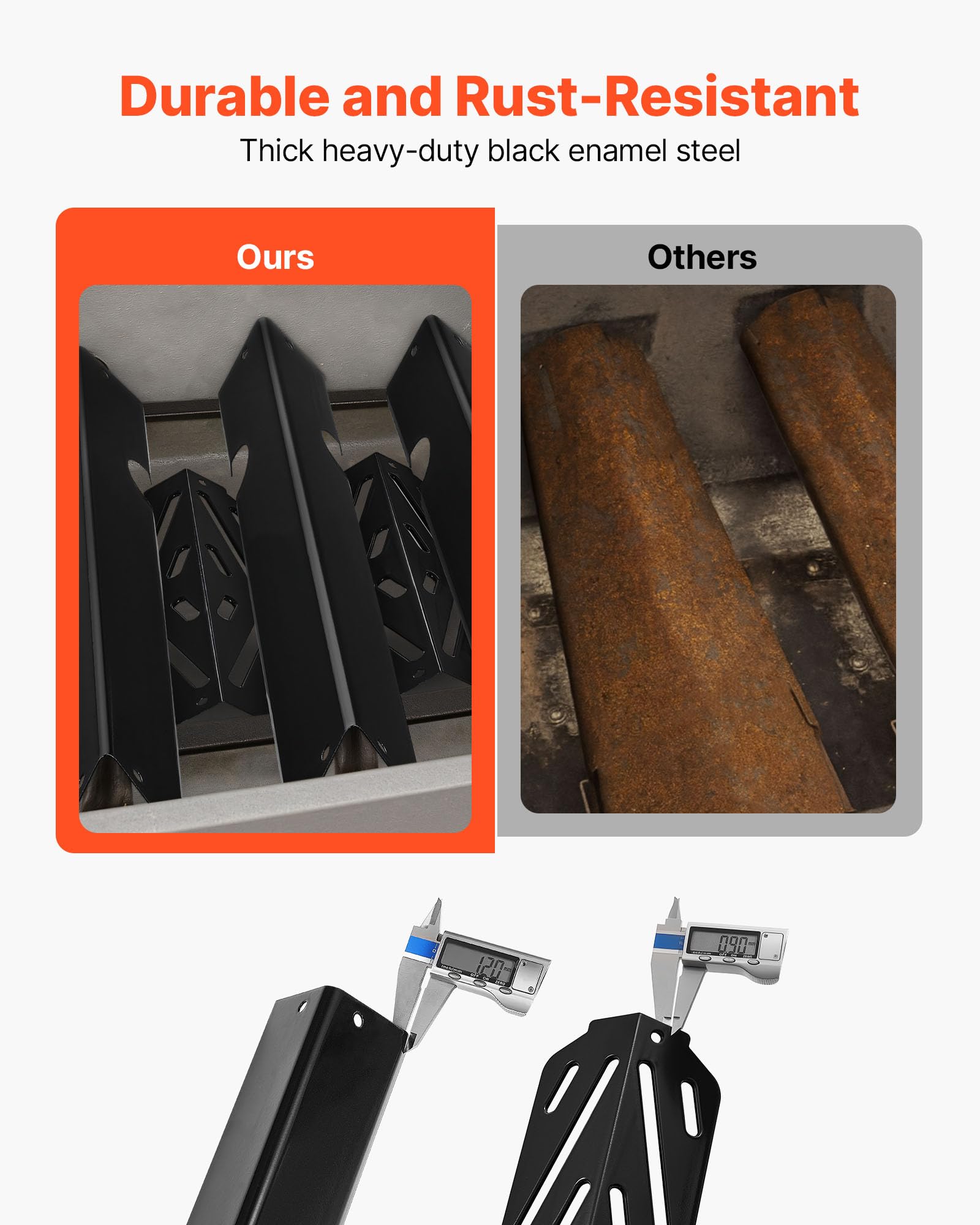 VEVOR Barre Cache-brûleur et Diffuseur de Chaleur pour Barbecue 8PCs, Déflecteur de Graisse pour Brûleur 43,5 cm, pour Weber Genesis II 310, 315, 335, 340, E/S 325s, ES/SX 325s, E/S 335, EX/SX/EPX-335