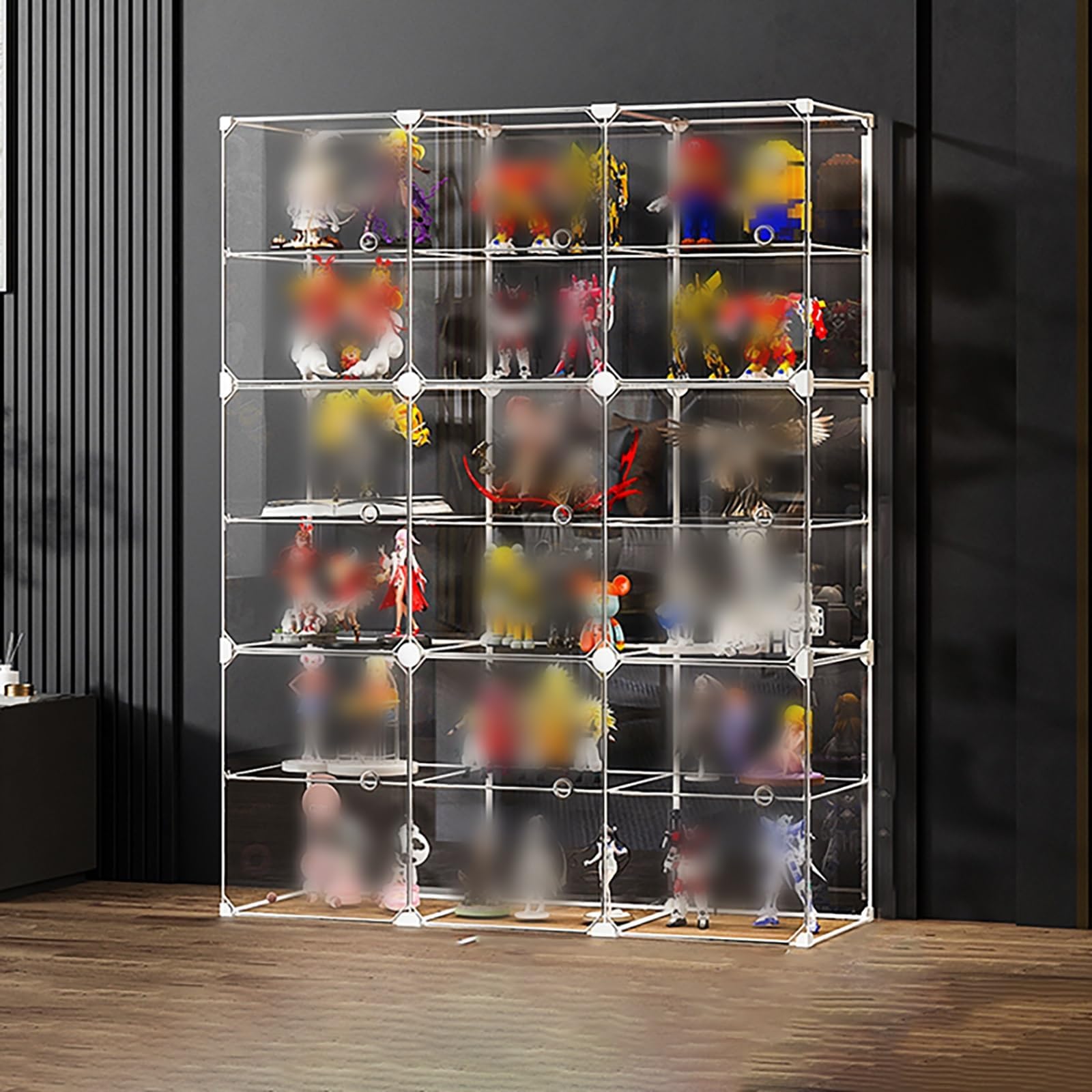 Display Case Acrylic Display Case Glass Display Shelf Storage Cabinet For Living Room Collectibles, Rock Collection, Dustproof Storage Organizer(3 columns-122cm/48in)