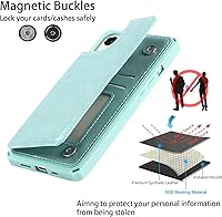 Vista 4 de Cavor Funda para iPhone 13 con tarjetero, funda tipo cartera para mujeres y hombres, fundas de teléfono para iPhone 13 con soporte y correa, funda