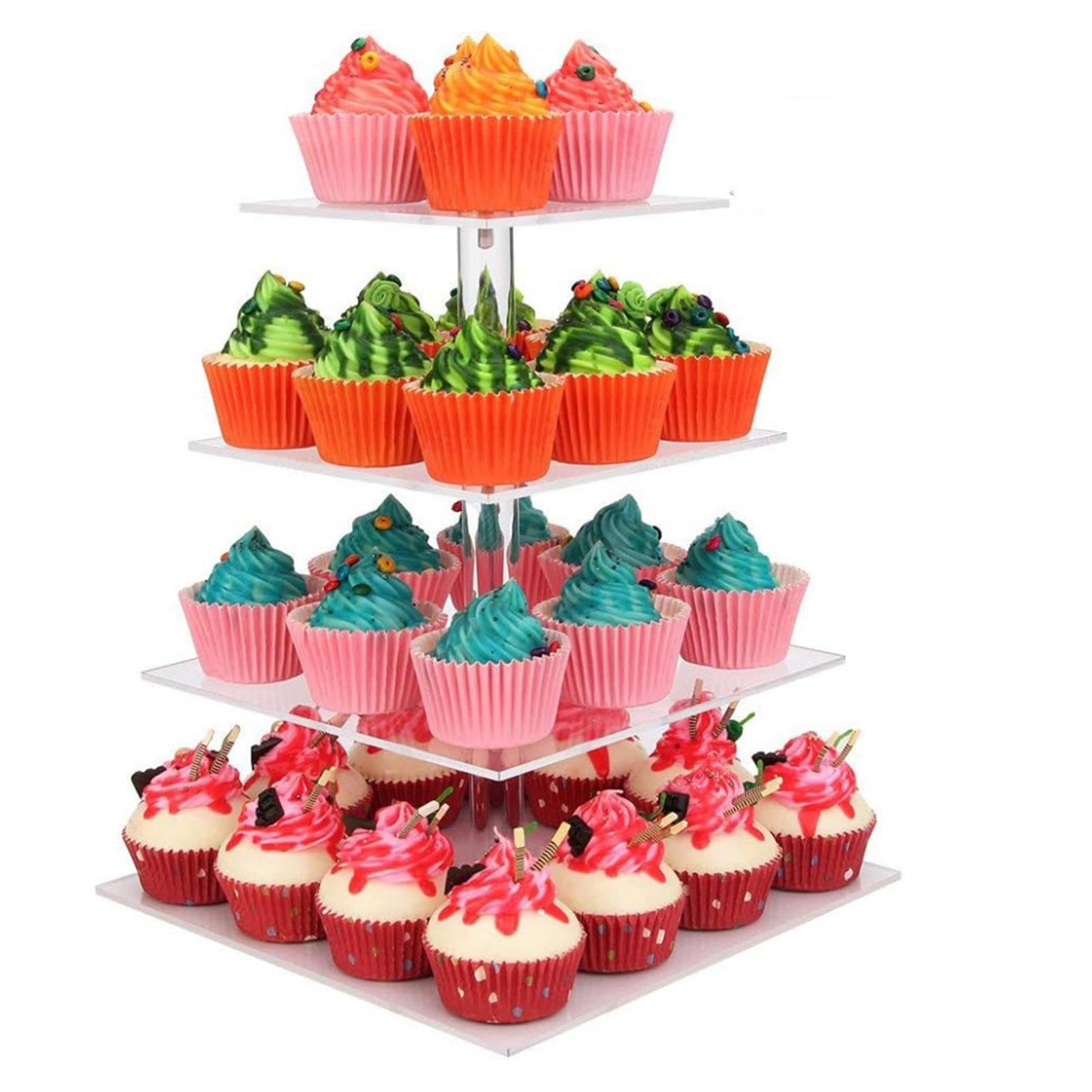 Soporte Acrílico Para Cupcakes Soporte De Tarta Estable Antideslizante | Soporte Para Cupcakes Y Torre De Postres Para Días Festivos, Cumpleaños, y Bodas