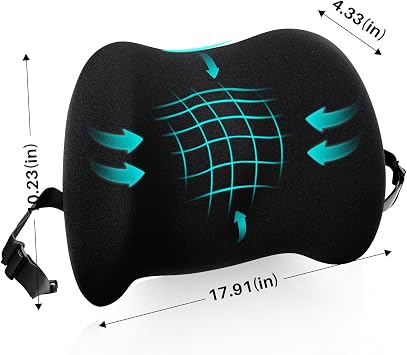 Lumbar Support Pillow for Office Chair, Memory Foam Car Back Cushion