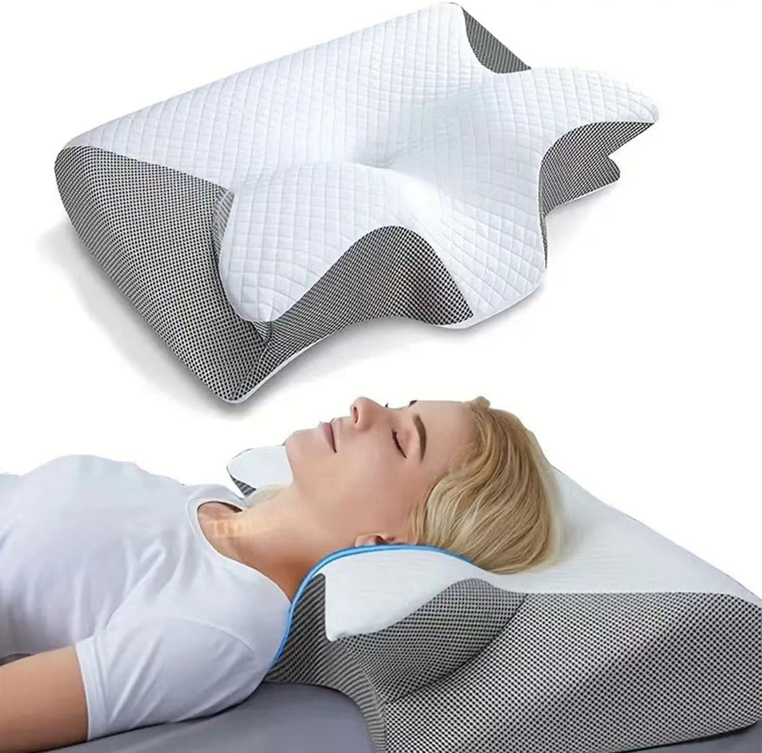 Generisch Pillow Daddy poduszka na kark - poduszka terapeutyczna przeciw chrapaniu, ergonomiczna poduszka z pianki z pamięcią kształtu – poduszka podpierająca kark dla osób śpiących na boku, plecach i
