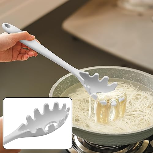 Miniatura 2 de Cucharas de cocina de silicona, resistentes al calor, cuchara ranurada para pasta de silicona, juego de cucharas sólidas para utensilios de cocina