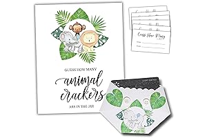 Jungle Animals Guess How Many Animal Crackers Baby Shower Game Sign, 30...