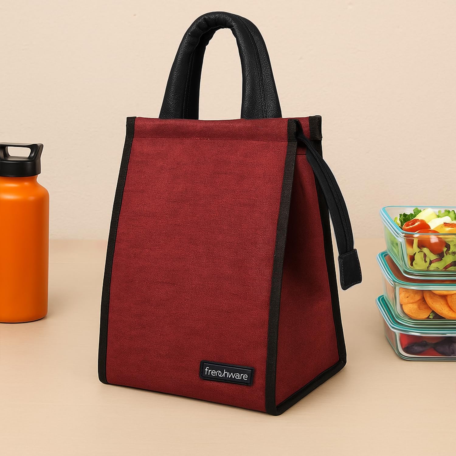 Frenchware Insulated Nylon Lunch Bag 11 LTR, Maroon, Tiffin Bag for All Age