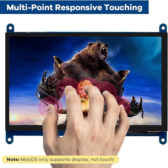LAFVIN 7 Inch IPS LCD Touch Screen Display Panel 1024×600 Capatizing HDMI Monitor for Raspberry Pi, Jetson Nano,BB Schwarz, Windows 10 8 7