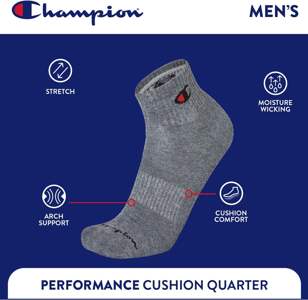 6PK MENS CUSHION QUARTER