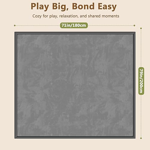 Miniatura 2 de Tapete de juego para bebé para piso, de espuma viscoelástica de 1.3 pulgadas de grosor, tapete para el tiempo boca abajo, alfombra de terciopelo