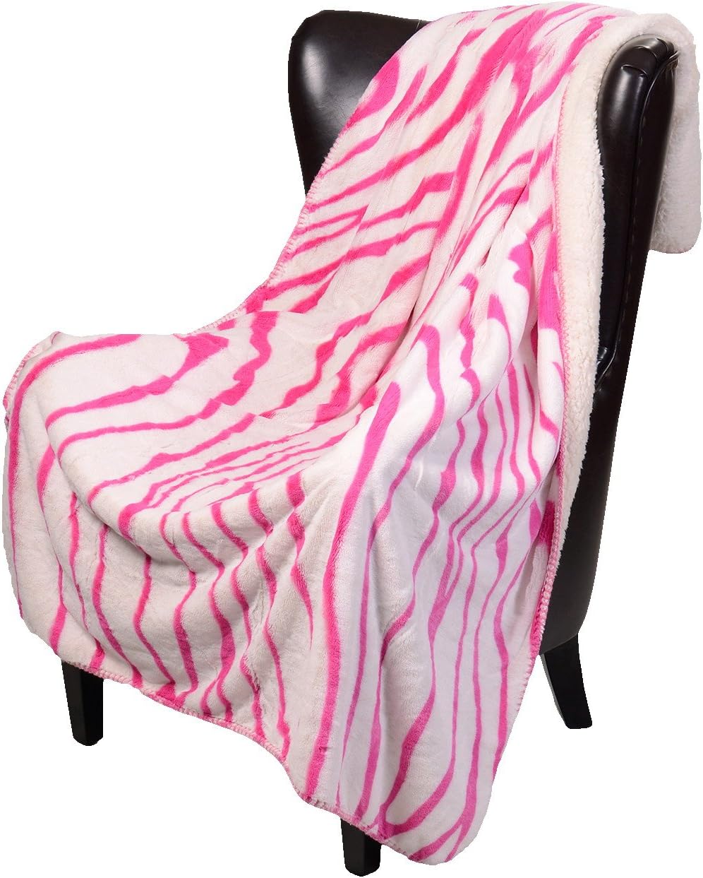 Regal Comfort Sherpa Luxury Throw Zebra Print (White & Pink Zebra, 50" x 70")
