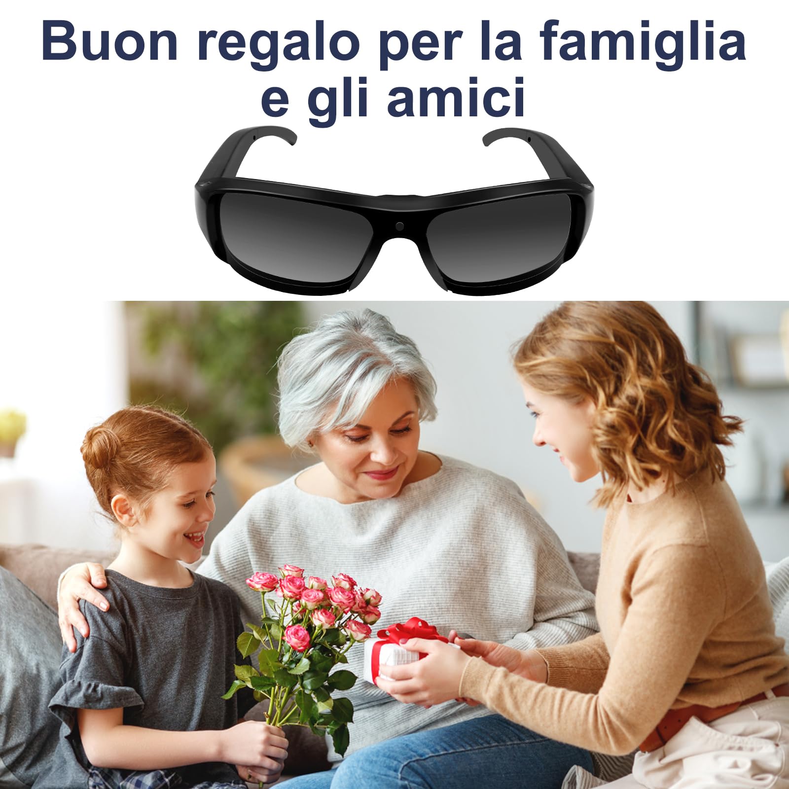 Occhiali da Sole con Telecamera Nascosta, Videocamera Sportiva HD 1080P | Mini Telecamera Spia nascosta, Videocamera da Occhiali per Ciclismo/Escursionismo, Registrazione in Loop