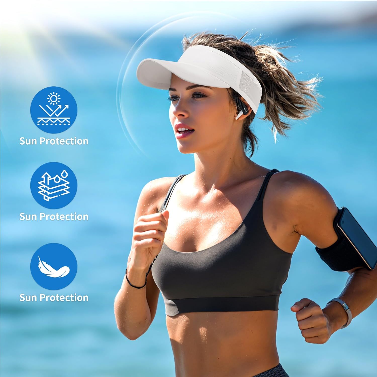 HH HOFNEN Sports Sun Visor Cooling Lightweight Stretchy Packable Running Golf Visor Hat for Men Women - Image 2