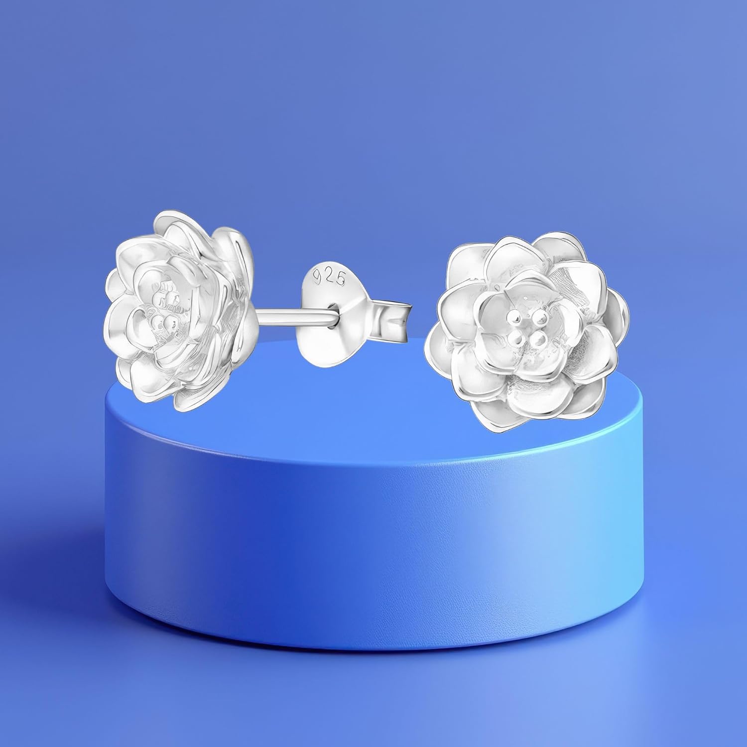 Lotus Flower 925 Sterling Silver Stud Earrings, Very Tiny Minimalist Jewelry - Image 6