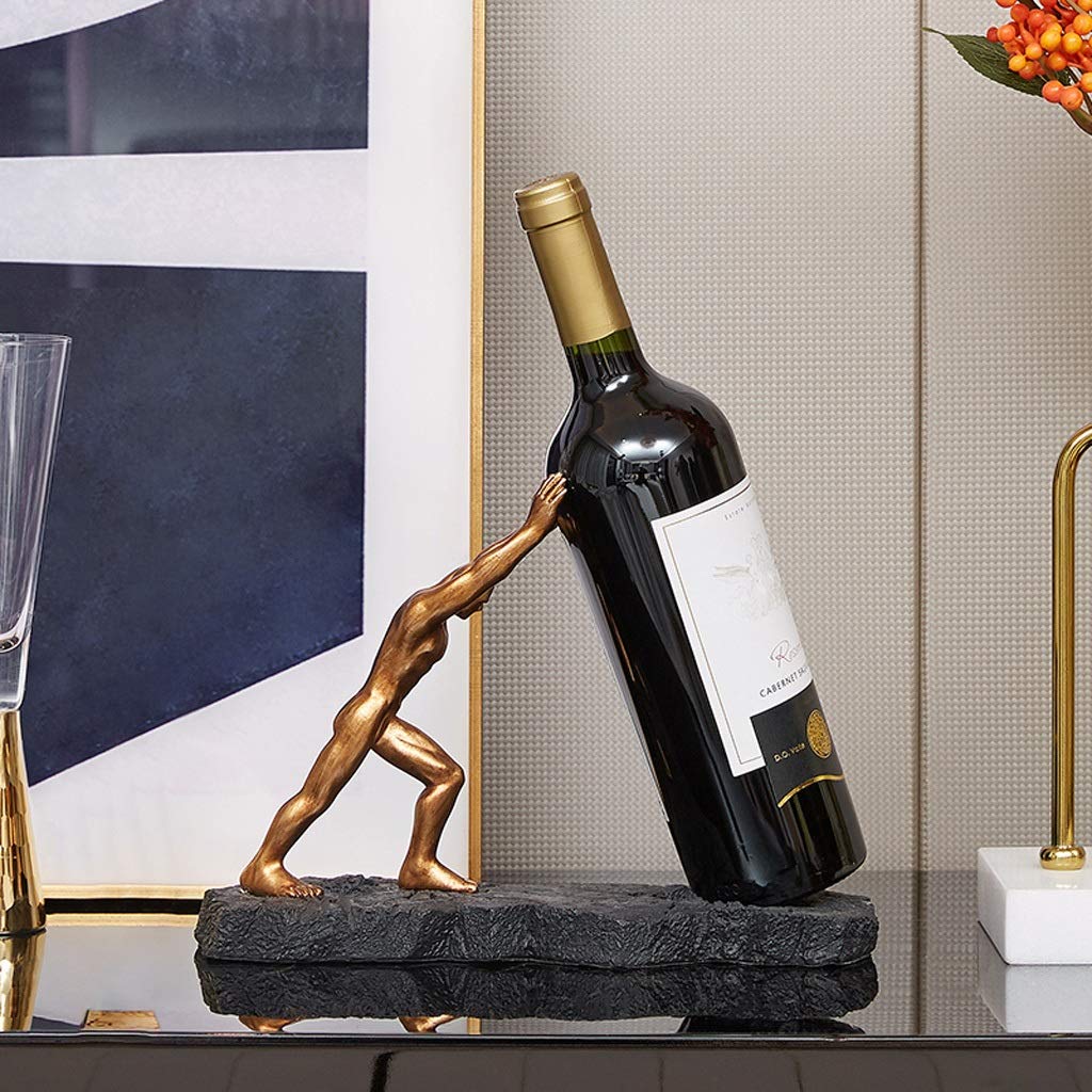 Botellero independiente de encimera Titular de la botella de vino Resina creativa Botella de vino Rack moderno Luz de lujo Tabletop de lujo Rack Bar Gabinete Decoración Regalo ahorrador de espacio