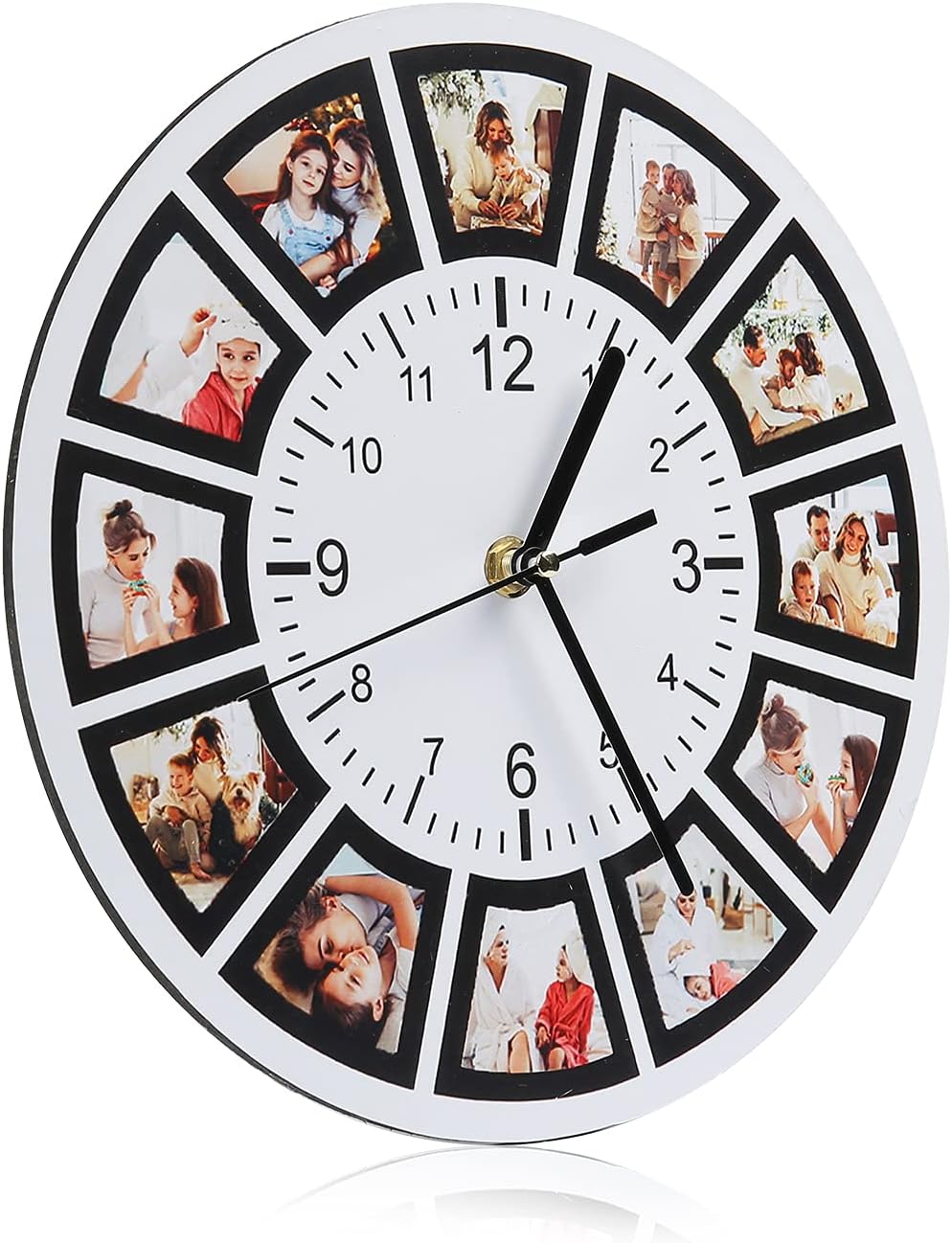 ALBERTBAND Personalized Photo Wall Clock- Custom Your Photo Text Logo On The Wall Clock Picture Hanging Time Clock Gift for Mom Dad Couple Birthday Wedding