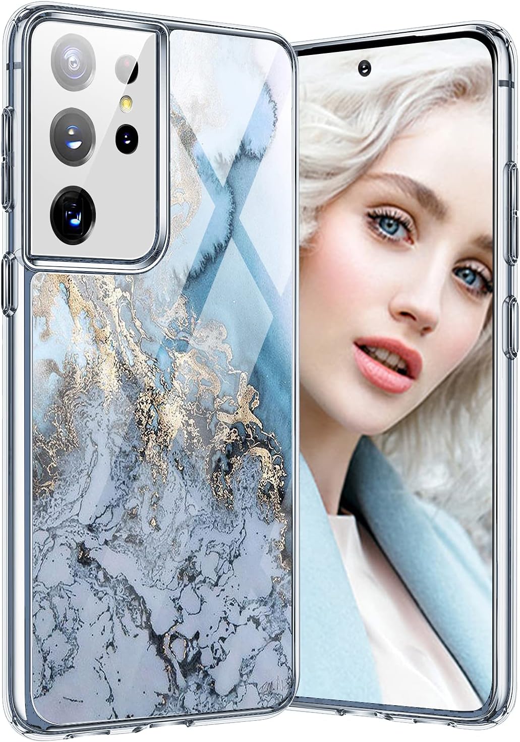 Funda Galaxy S21 Ultra para funda Samsung Galaxy S21 Ultra 5G Funda Slim  Silicone Ultra Thin Marble Funda Shockproof Heavy Duty Protective Phone para